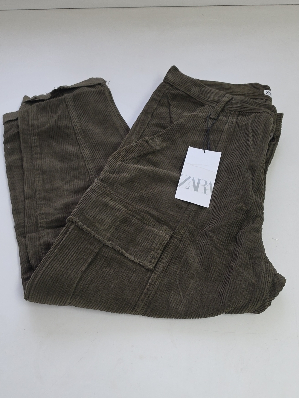 ZARA Olive Corduroy Utility Pants Cargo fit